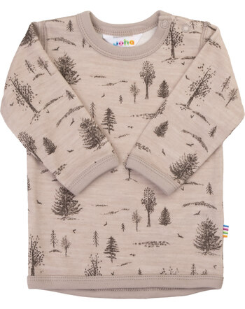 Joha Langarmshirt aus Merinowolle und Bambus-Viskose mit Bäumen - Beige