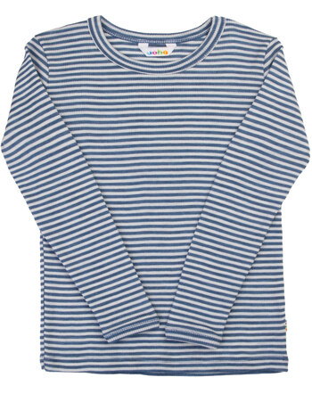 Joha Langarmshirt/Bluse im Ringel-Design aus Merinowolle/Seide - Blue