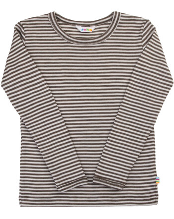 Joha Langarmshirt/Bluse im Ringel-Design aus Merinowolle/Seide - Brown
