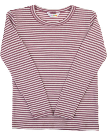 Joha Langarmshirt/Bluse im Ringel-Design aus Merinowolle/Seide - Heather