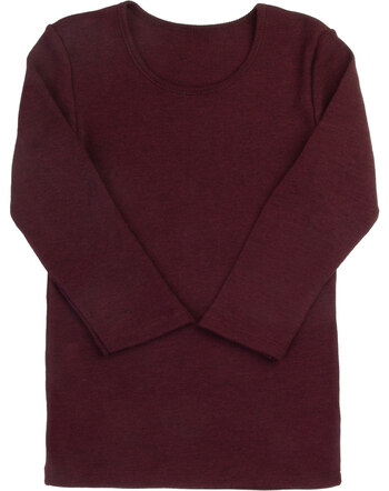 Joha Langarmshirt für Damen aus 100 % Merinowolle mit Rippstruktur - Burgundy