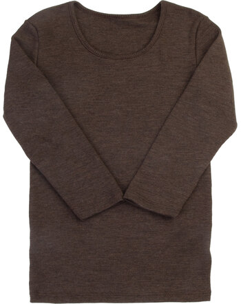 Joha Langarmshirt für Damen aus 100 % Merinowolle mit Rippstruktur - Dark Brown