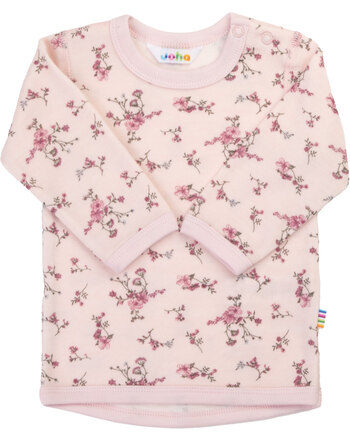 Joha Langarmshirt aus Merinowolle und Bio-Bambus-Viskose mit Blumen-Muster - Light Pink