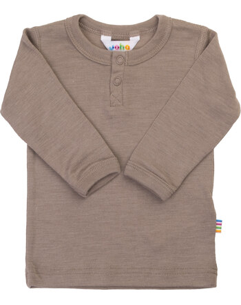 Joha Langarmshirt mit Druckknopfleiste aus Merinowolle und Seide - Dark Beige