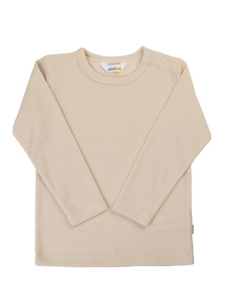 Joha Langarmshirt mit Piqué-Struktur aus Bio-Baumwolle - Hellbeige