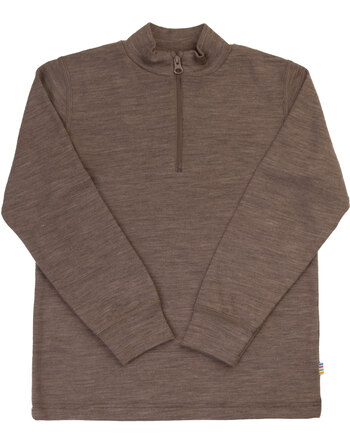 Joha Half-Zip-Langarmshirt aus Merinowolle und Seide - Brown