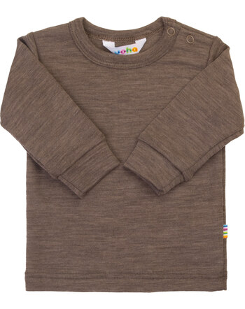 Joha Langarmshirt mit Ärmelbündchen aus Merinowolle und Seide - Brown