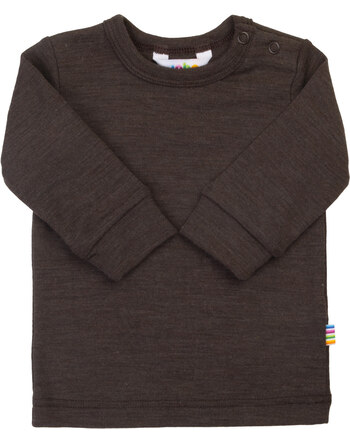 Joha Langarmshirt mit Ärmelbündchen aus Merinowolle und Seide - Dark Brown
