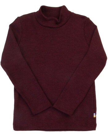 Joha Langarmshirt mit Stehkragen aus Merinowolle mit Rippstruktur - Burgundy