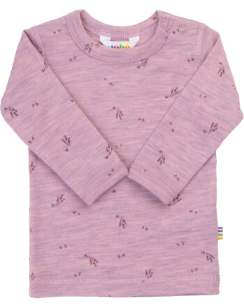 Joha Langarmshirt mit zartem Gräser-Print aus 100 % Merinowolle - Lilac Melange 🐑🌿