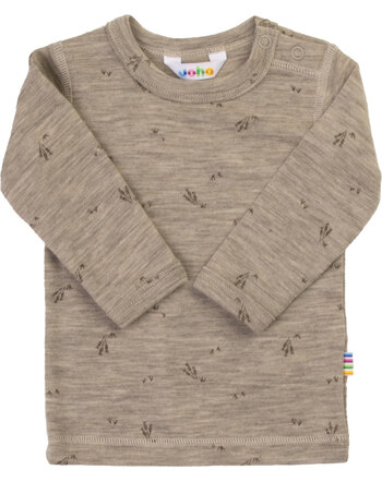 Joha Langarmshirt mit zartem Gräser-Print aus 100 % Merinowolle - Beige Melange 🐑🌿