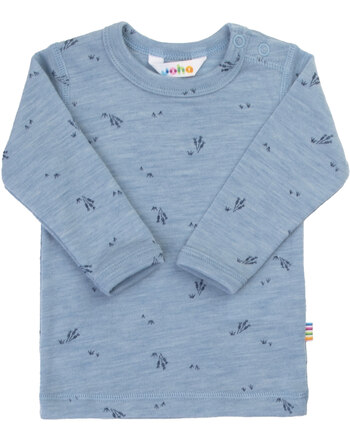 Joha Langarmshirt mit zartem Gräser-Print aus 100 % Merinowolle - Blue Melange 🐑🌿