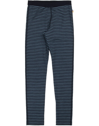 Joha Leggings aus Merinowolle - Blau-Gestreift