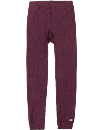 Joha Leggings in Rippoptik aus Merinowolle - Pflaume