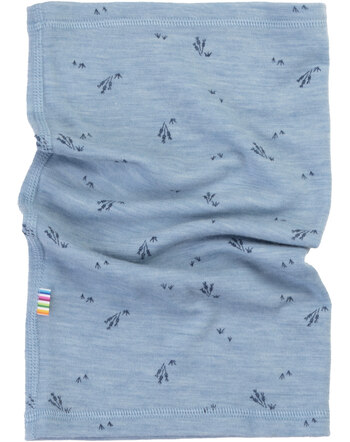 Joha Loopschal mit zartem Gräser-Print aus 100 % Merinowolle - Blue Melange