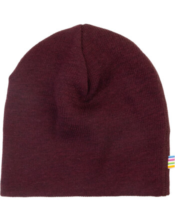 Joha Mütze/Beanie aus 100 % Merinowolle mit Rippstruktur - Burgundy