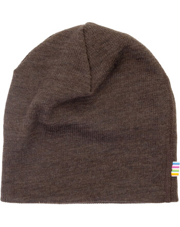 Joha Mütze/Beanie aus 100 % Merinowolle mit Rippstruktur - Dark Brown