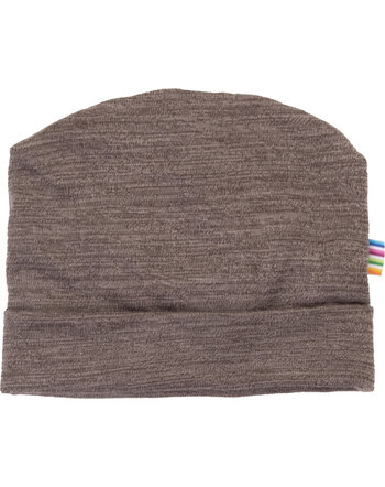 Joha Mütze/Beanie aus 100 % Merinowolle mit Umschlag - Dark Brown