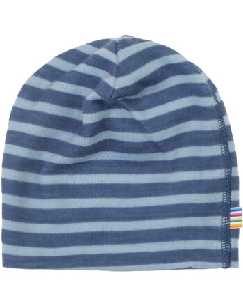 Joha Mütze/Beanie aus Merinowolle im Ringeldesign - Dark Blue
