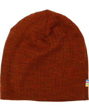 Joha Mütze/Beanie aus Merinowolle - Rostfarbe