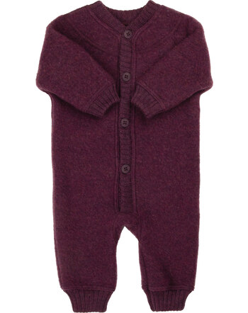 Joha Overall/Jumpsuit mit Knopfleiste aus Merino-Wollfleece - Pflaume