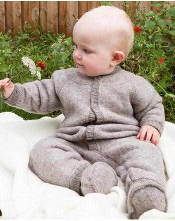 Joha Overall/Jumpsuit mit Knopfleiste aus Merino-Wollfleece - Sesam Melange 
