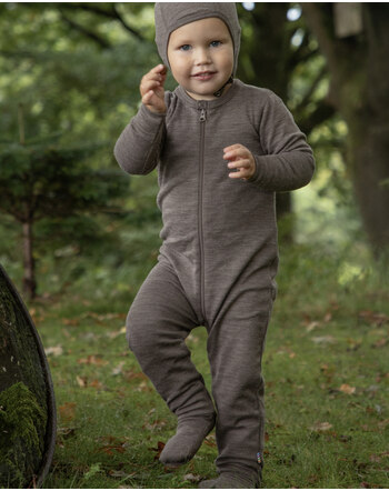 Joha Overall/Jumpsuit mit Reißverschluss aus Merinowolle und Seide - Brown