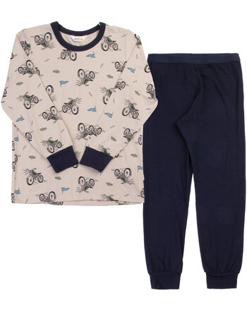 Joha Pyjama/Schlafanzug Zweiteiler mit Mofa-Print aus Bambus-Viskose/Lycra - Beige