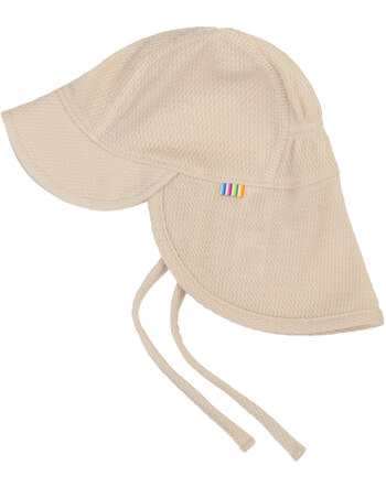 Joha Schirmmütze mit Nackenschutz aus Piqué-Bio-Baumwolle - Hellbeige