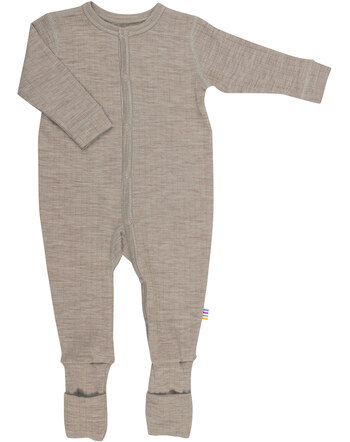 Joha Schlafanzug/Jumpsuit 2in1 aus Merinowolle - Sesam Melange