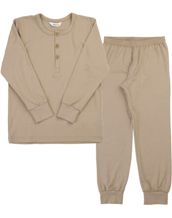 Joha Schlafanzug/Pyjama-Set mit Knöpfen aus Bambus-Viskose/Lycra - Beige