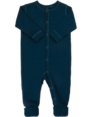 Joha Schlafanzug/Schlafoverall 2in1 aus Merinowolle - Dunkel Türkis