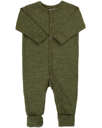 Joha Schlafanzug/Schlafoverall 2in1 aus Merinowolle - Olive