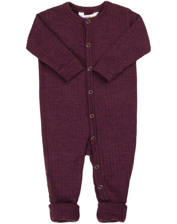 Joha Schlafanzug/Schlafoverall 2in1 aus Merinowolle - Pflaume
