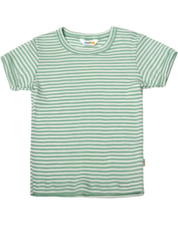 Joha Shirt short sleeve Merino wool/silk green/striped