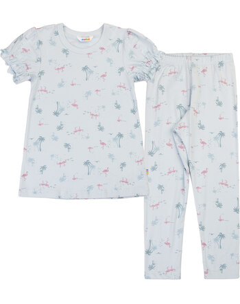 Joha Sommer-Pyjama/Schlafanzug mit Glitzerprint aus Bambus-Viskose/Lycra - Hellblau