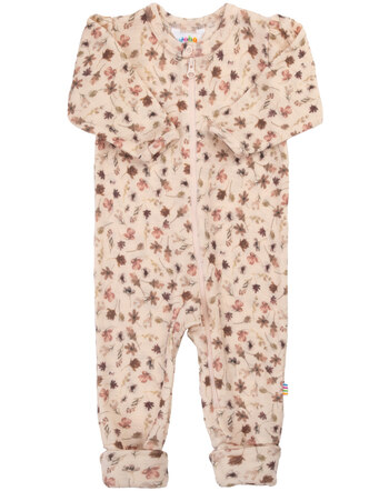 Joha Strampler aus 100 % Merinowolle mit Blumen - Light Pink
