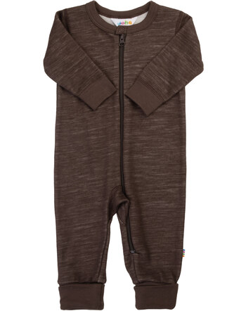 Joha Strampler aus Merinowolle und Bambus-Viskose - Dark Brown