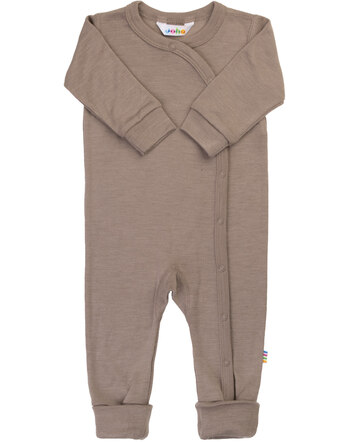 Joha Strampler aus Merinowolle und Seide - Dark Beige