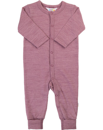 Joha Strampler/Jumpsuit mit Druckknopfleiste aus 100 % Merinowolle mit melierter Optik - Bordeaux