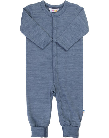 Joha Strampler/Jumpsuit mit Druckknopfleiste aus 100 % Merinowolle mit melierter Optik - Dark Blue