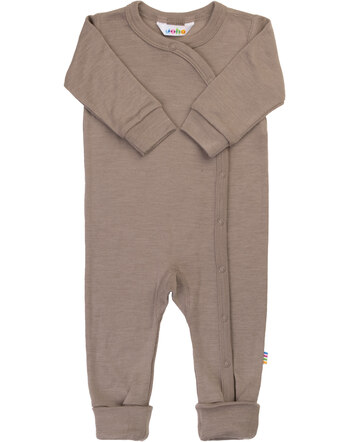 Joha Strampler/Jumpsuit mit Druckknopfleiste aus Merinowolle und Seide - Dark Beige