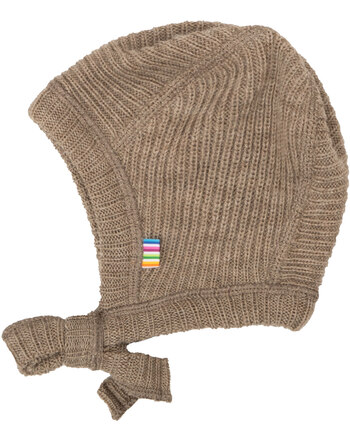 Joha Strick-Bindemützchen aus 100 % Merinowolle - Beige Melange