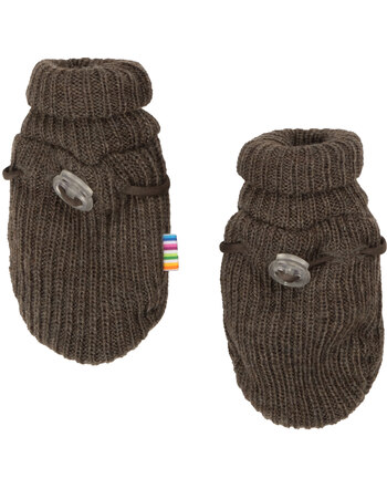 Joha Strick-Fäustlinge aus 100 % Merinowolle - Braun Melange