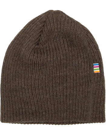 Joha Strick-Mütze aus 100 % Merinowolle - Braun Melange