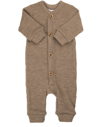 Joha Strick-Overall mit Knopfleiste aus 100 % Merinowolle - Braun Melange