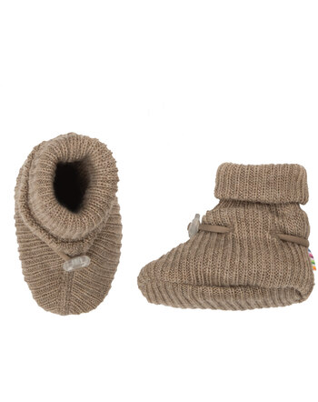 Joha Strick-Schühchen/Booties aus 100 % Merinowolle - Beige Melange