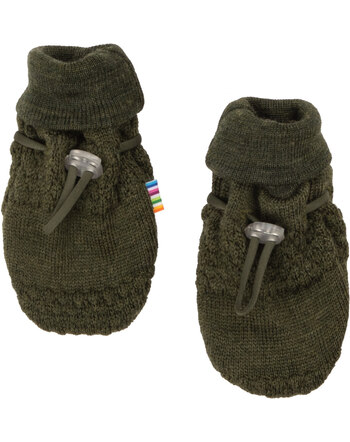 Joha Strickfäustlinge/Handschuhe mit Muster aus Merinowolle - Moosgrün
