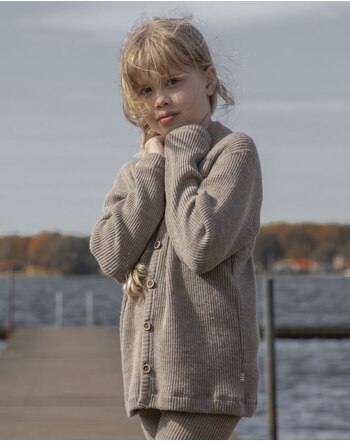 Joha Strickjacke/Cardigan aus 100 % Merinowolle - Beige Melange