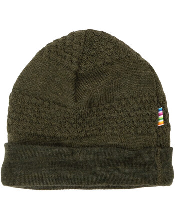 Joha Strickmütze mit Muster aus Merinowolle - Moosgrün